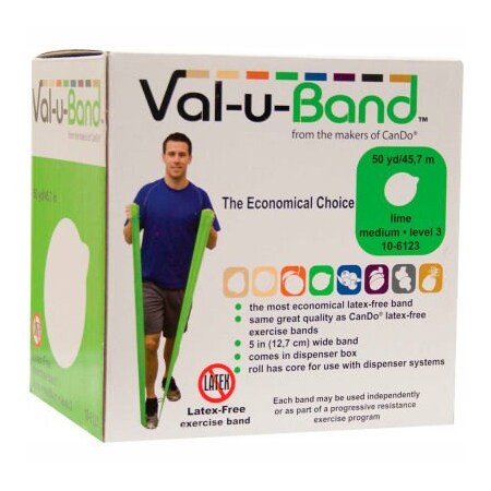 Fabrication Enterprises Val-u-Band Latex Free Exercise Band, Lime - Level 3, 50 Yard Roll/Box 1542694